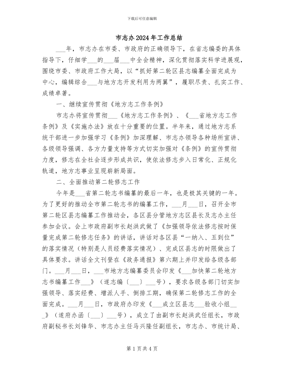 市志办2024年工作总结_第1页
