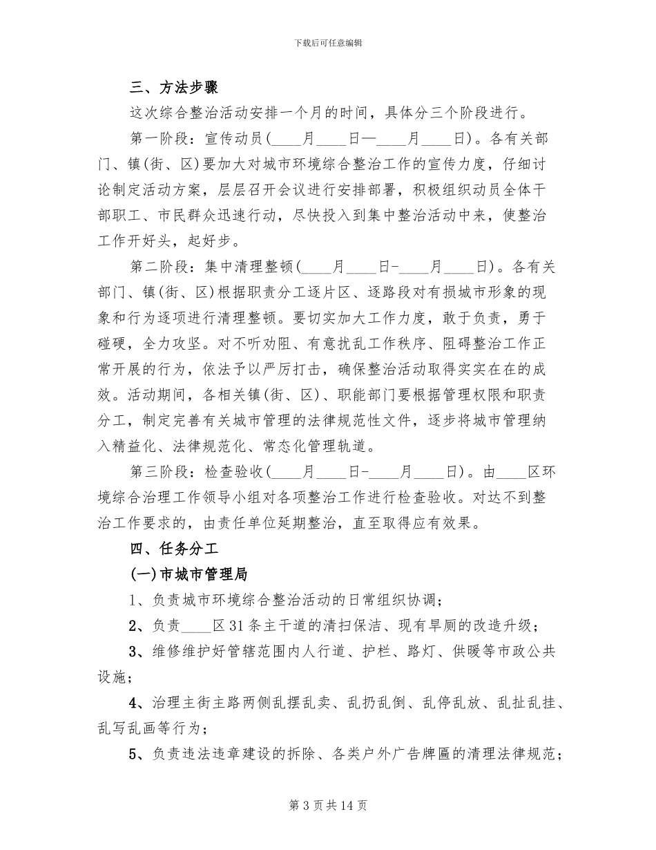 市政办城市环境整治方案范文_第3页