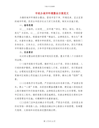 市政办城市环境整治方案范文