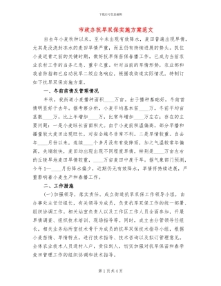 市政办抗旱双保实施方案范文