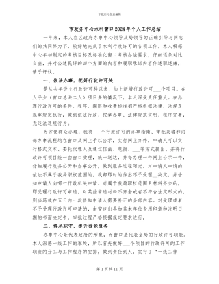 市政务中心水利窗口2024年个人工作总结