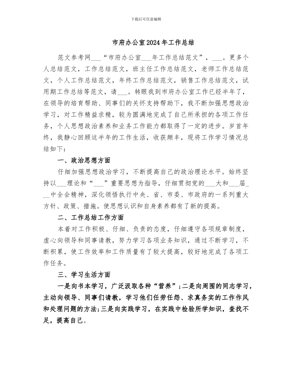 市府办公室2024年工作总结_第1页