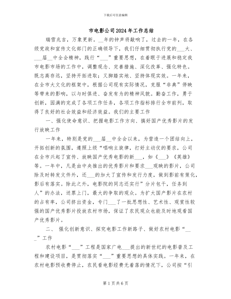 市电影公司2024年工作总结_第1页