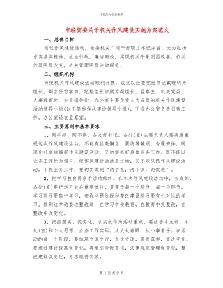 市经贸委关于机关作风建设实施方案范文