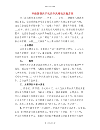 市经贸委关于机关作风建设实施方案