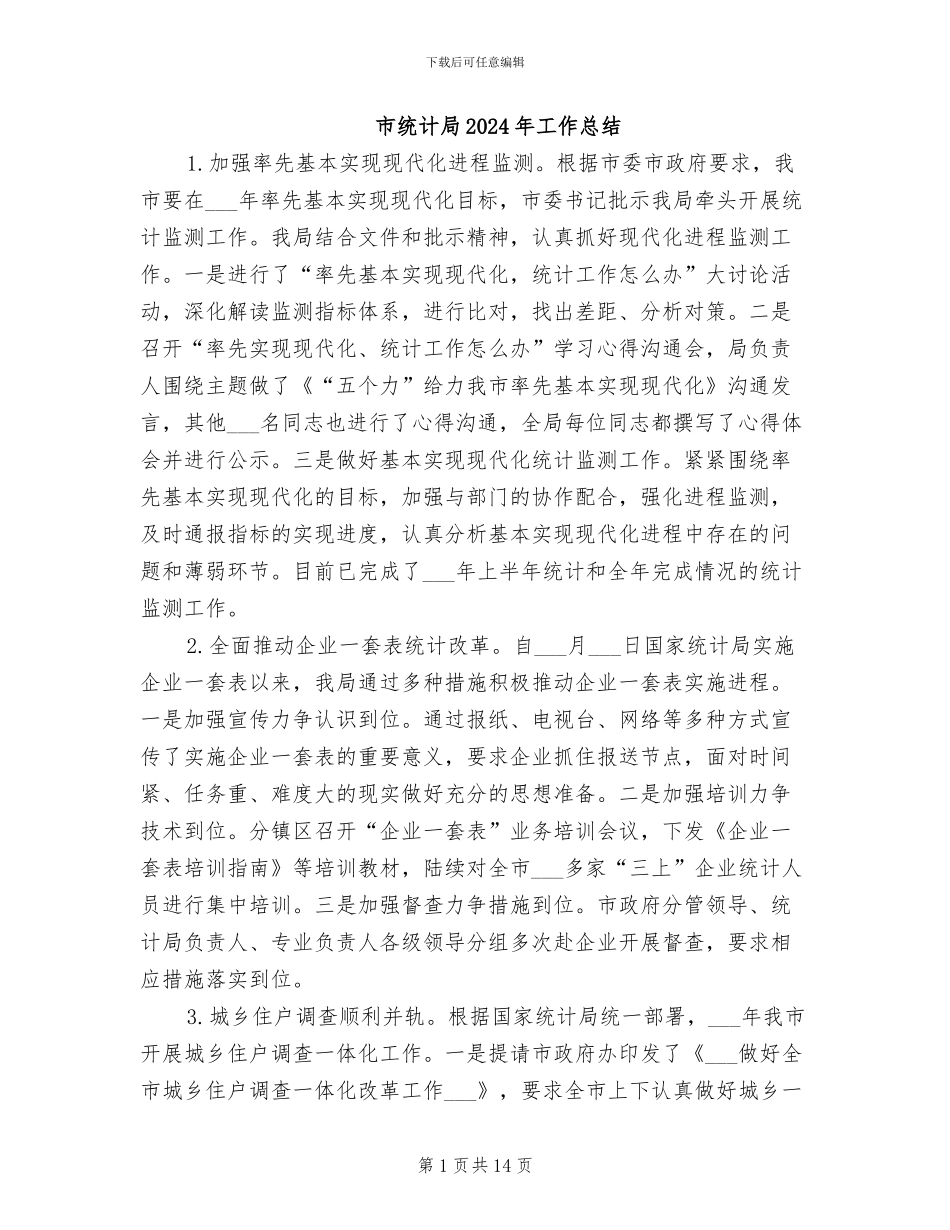 市统计局2024年工作总结_第1页