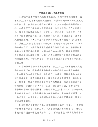 市统计局2024年工作总结