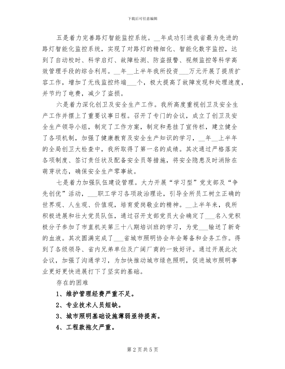 市路灯管理所2024上半年工作总结_第2页