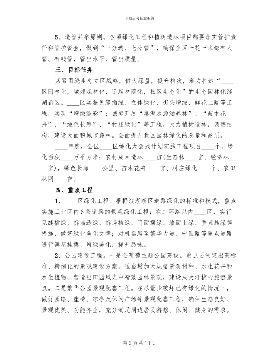 年度城乡绿化工作管理方案范文_第2页