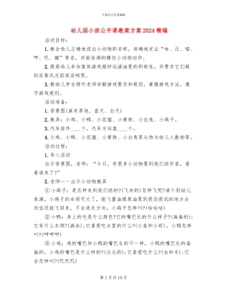 幼儿园小班公开课教案方案2024精编