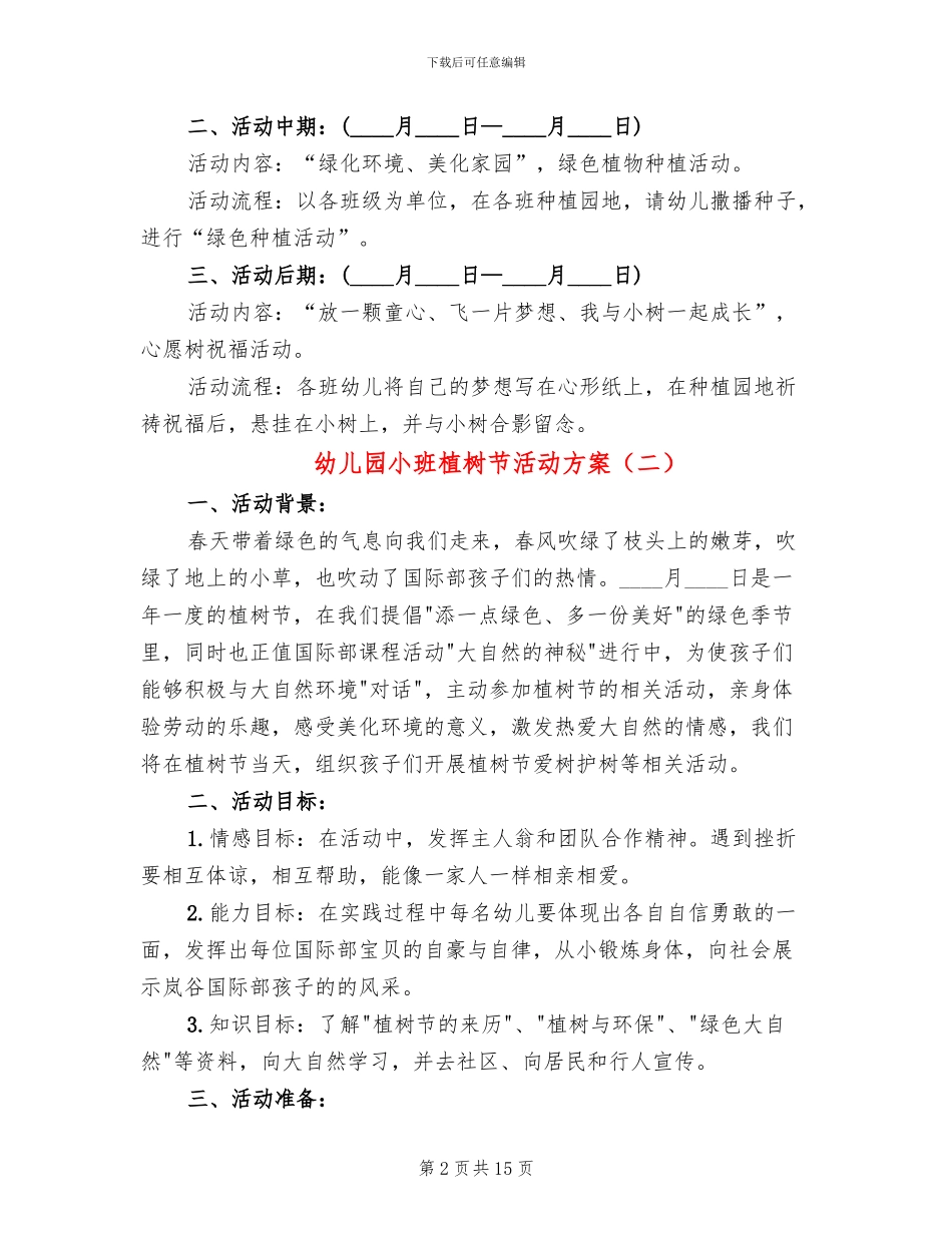 幼儿园小班植树节活动方案_第2页