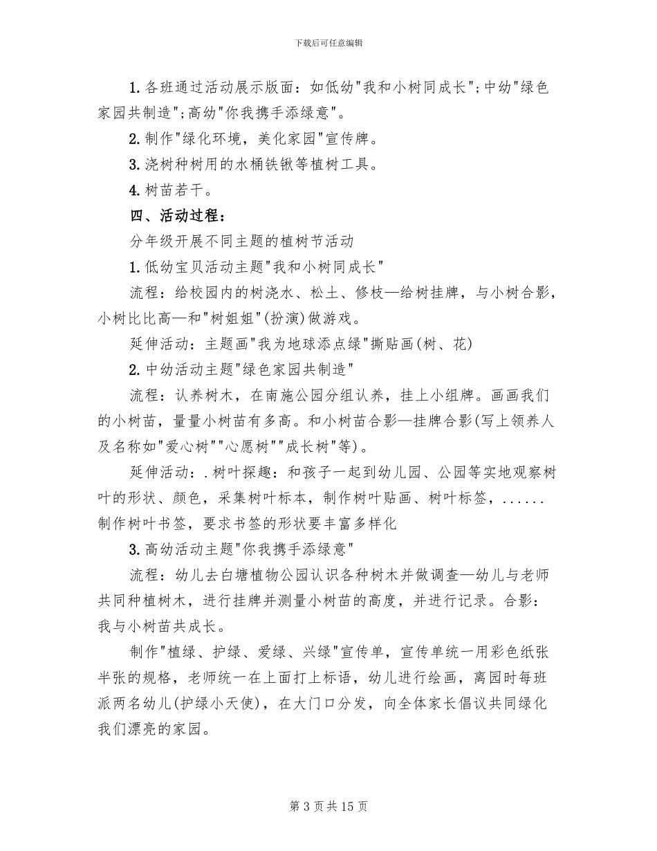 幼儿园小班植树节活动方案_第3页