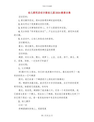 幼儿探索活动方案幼儿园2024教案合集(10篇)