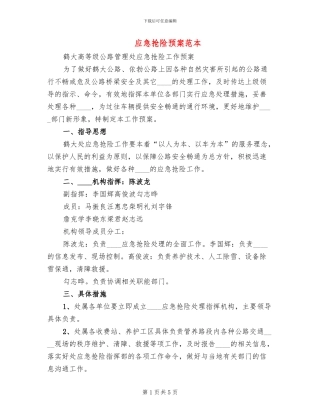 应急抢险预案范本