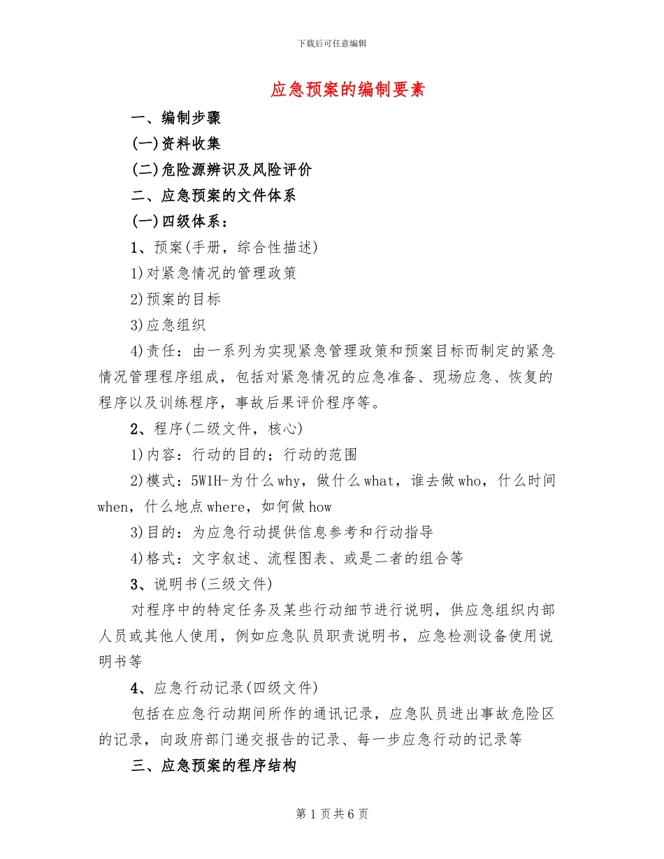 应急预案的编制要素_第1页