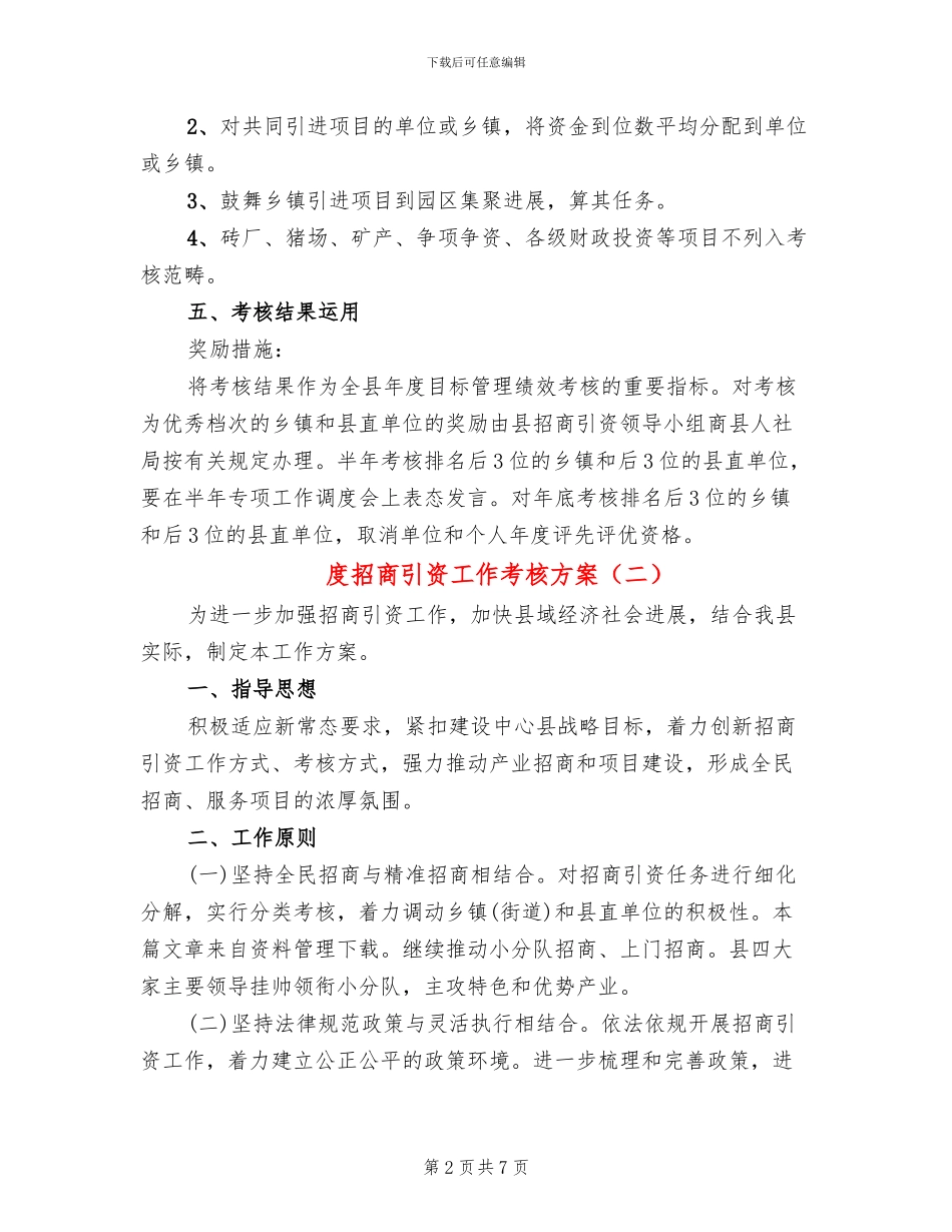 度招商引资工作考核方案_第2页