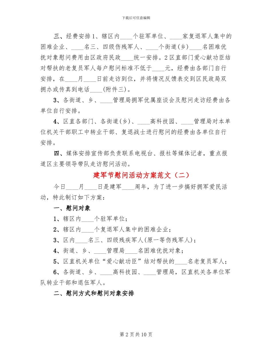 建军节慰问活动方案范文_第2页