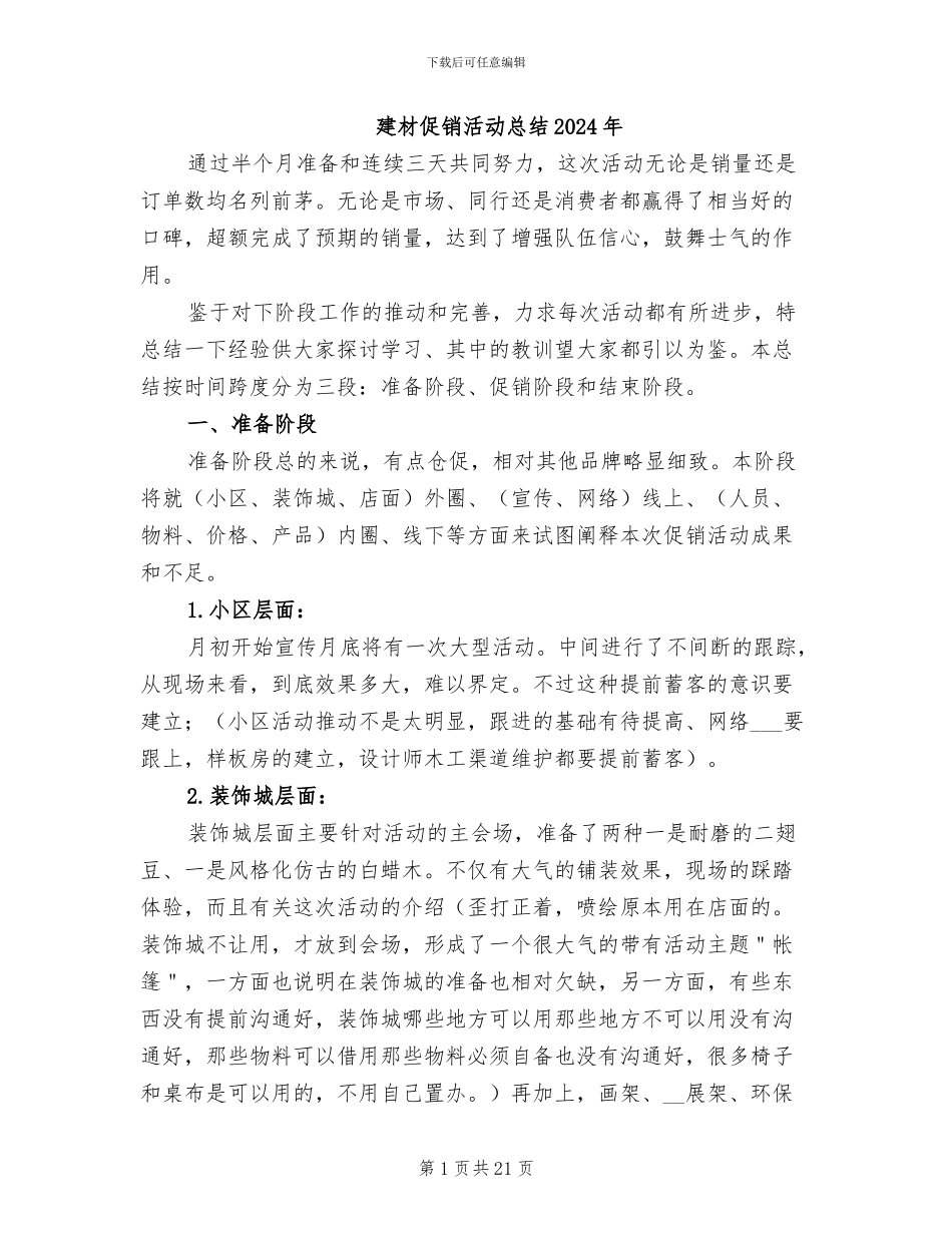 建材促销活动总结2024年_第1页