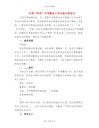 开展“两违”专项整治工作实施方案范本
