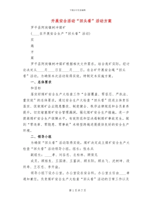 开展安全活动“回头看”活动方案