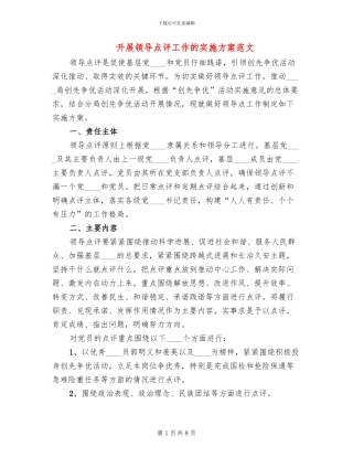 开展领导点评工作的实施方案范文