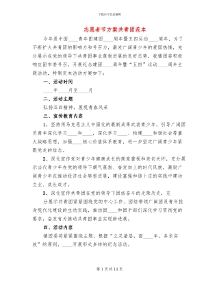 志愿者节方案共青团范本