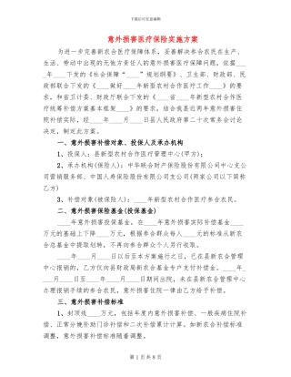 意外伤害医疗保险实施方案