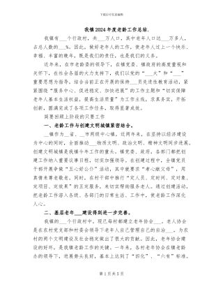我镇2024年度老龄工作总结.