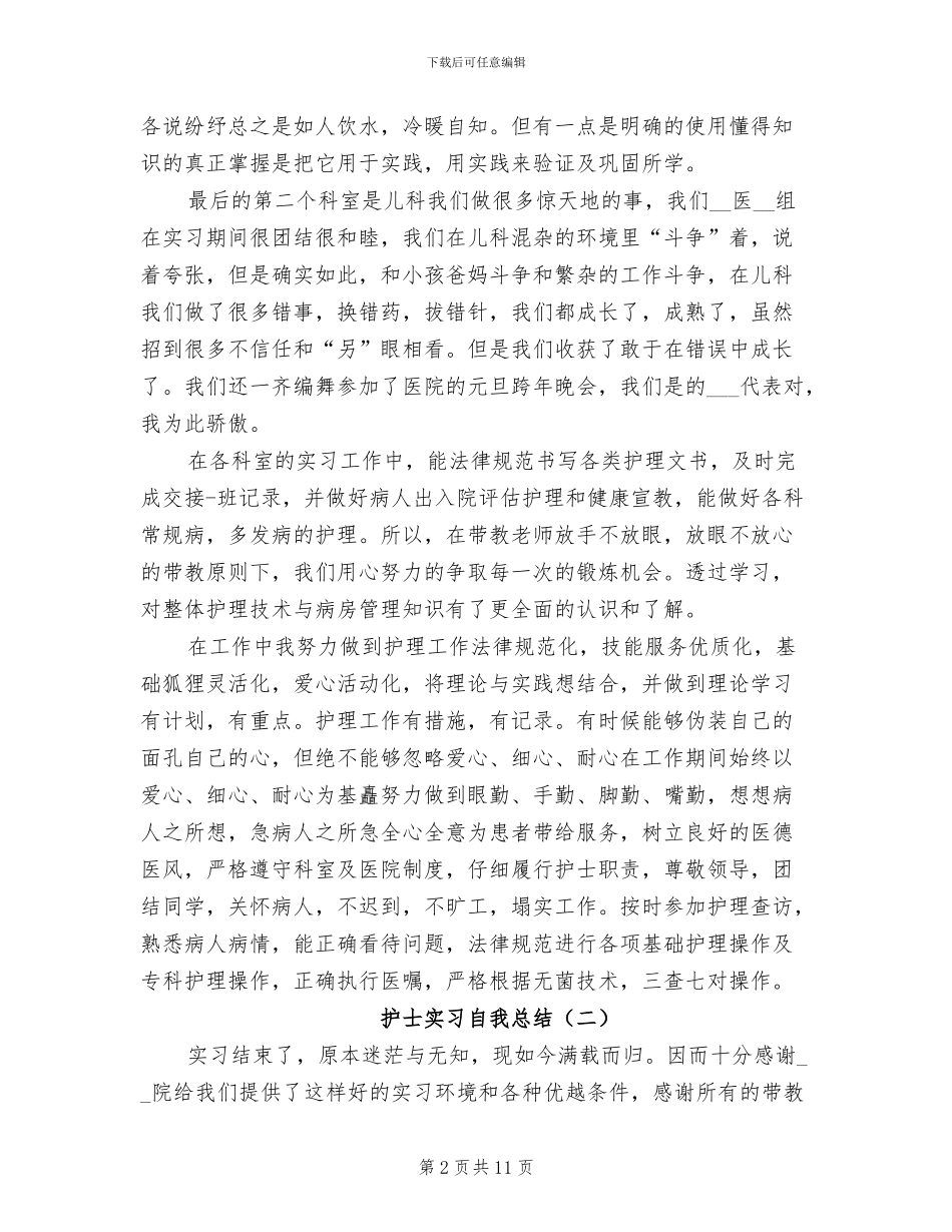 护士实习自我总结2024年_第2页