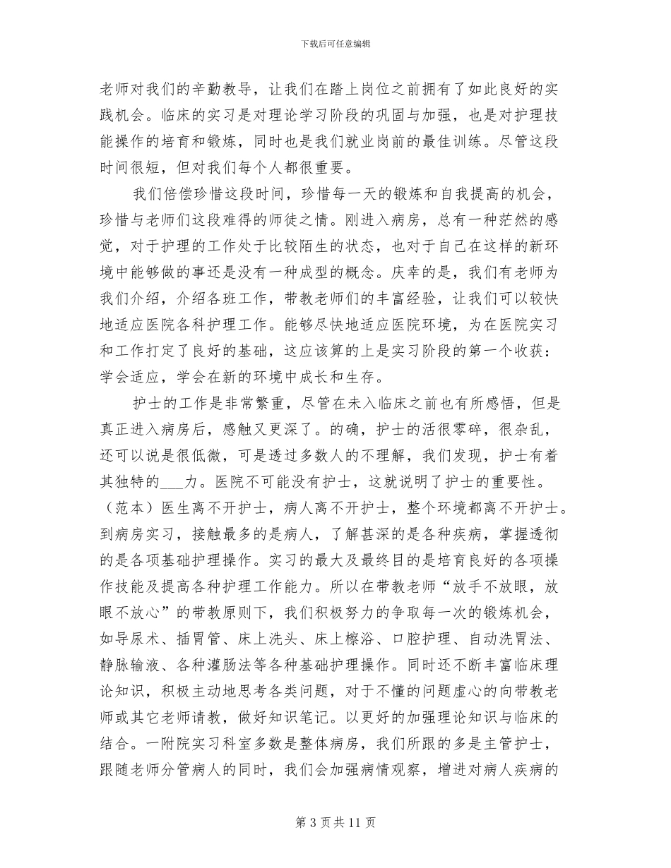 护士实习自我总结2024年_第3页