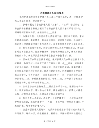 护理部培训总结2024年
