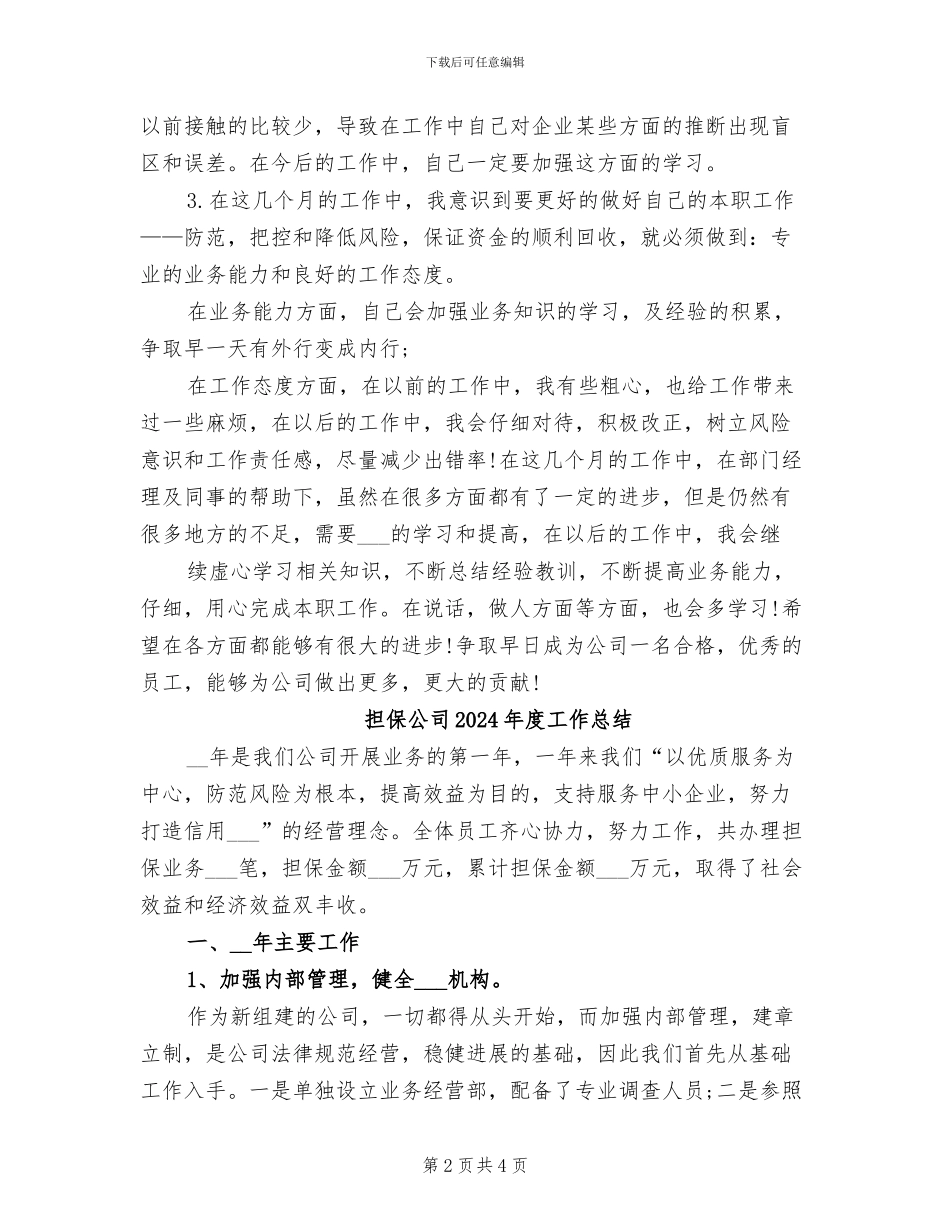 担保公司2024年度工作小结_第2页