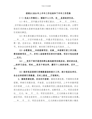 招商办2024年上半年工作总结和下半年工作思路