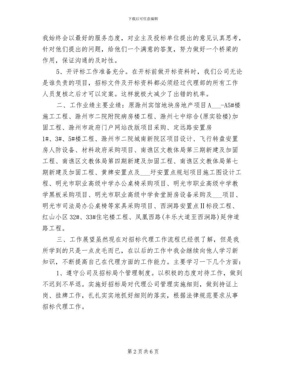 招标代理年终个人工作总结2024年_第2页