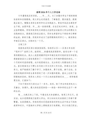 挂职2024年个人工作总结