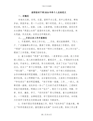 挂职驻村干部2024年终个人总结范文