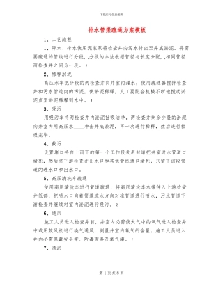 排水管渠疏通方案模板(3篇)