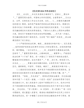 支队纪委2024年终总结范文