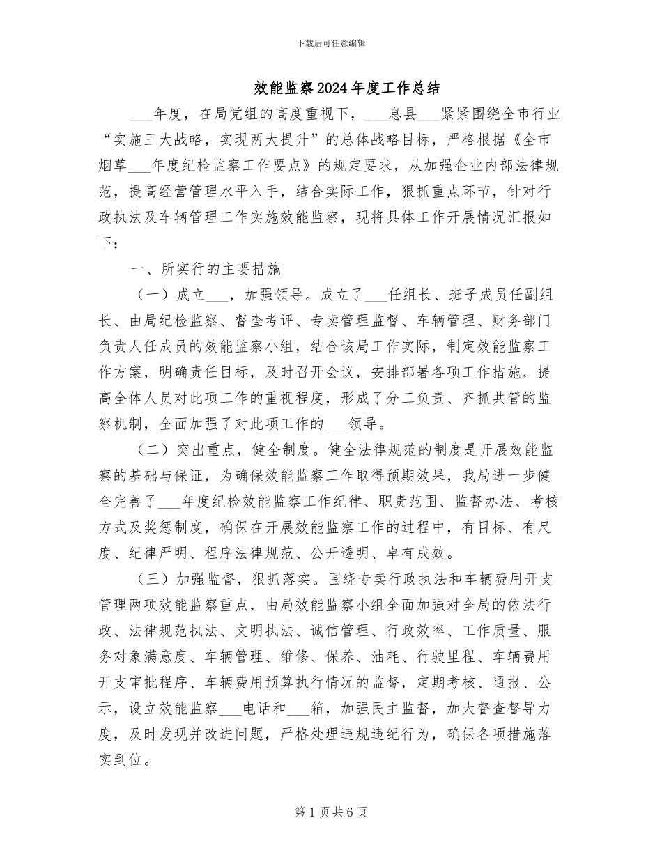 效能监察2024年度工作总结_第1页