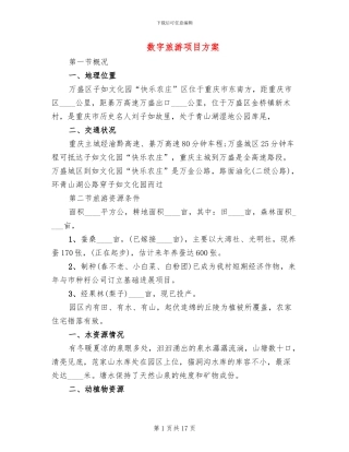 数字旅游项目方案