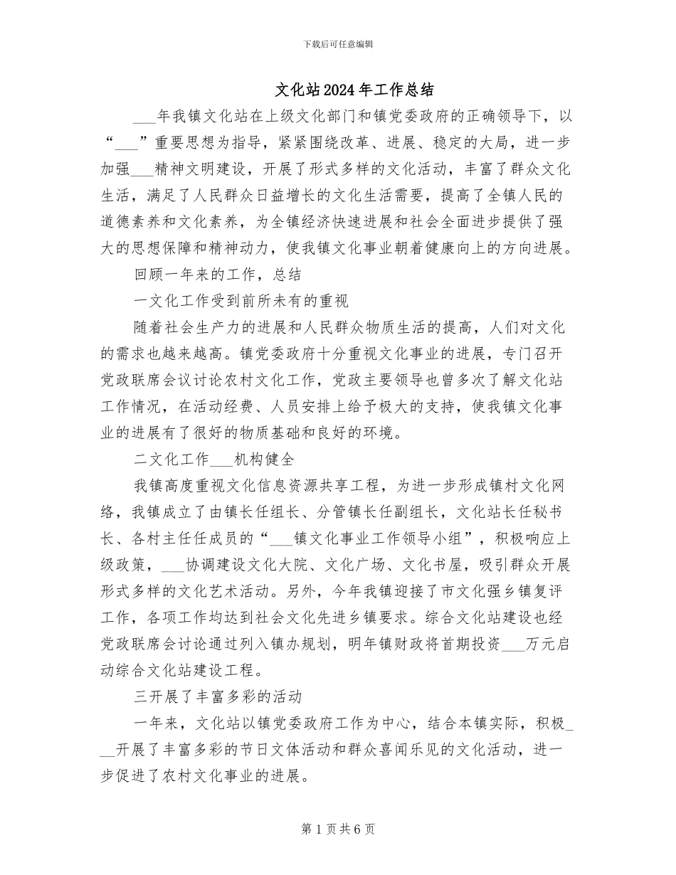文化站2024年工作总结_第1页