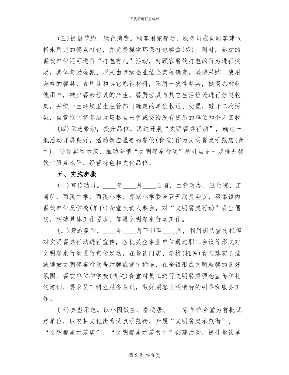 文明餐桌行动方案(3篇)_第2页