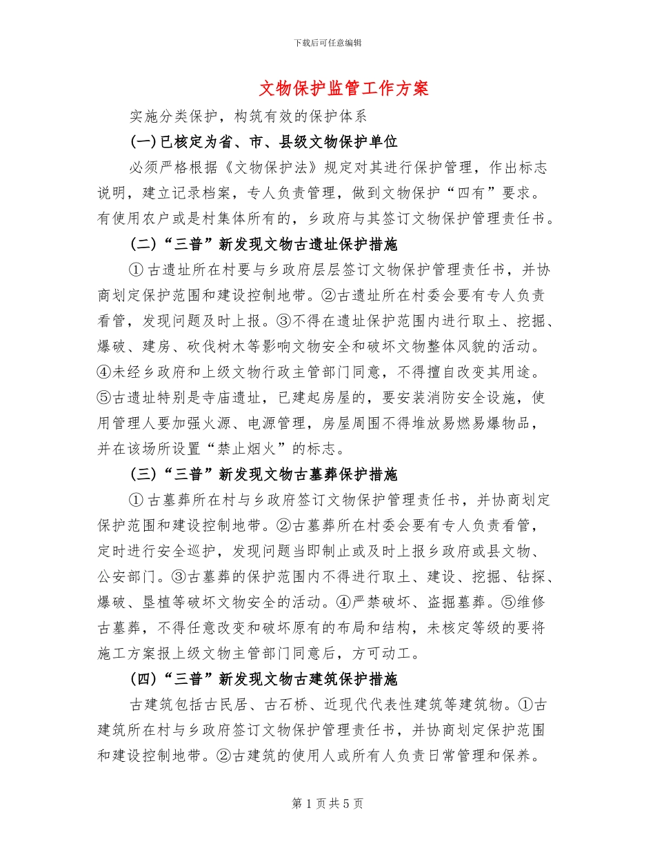 文物保护监管工作方案_第1页