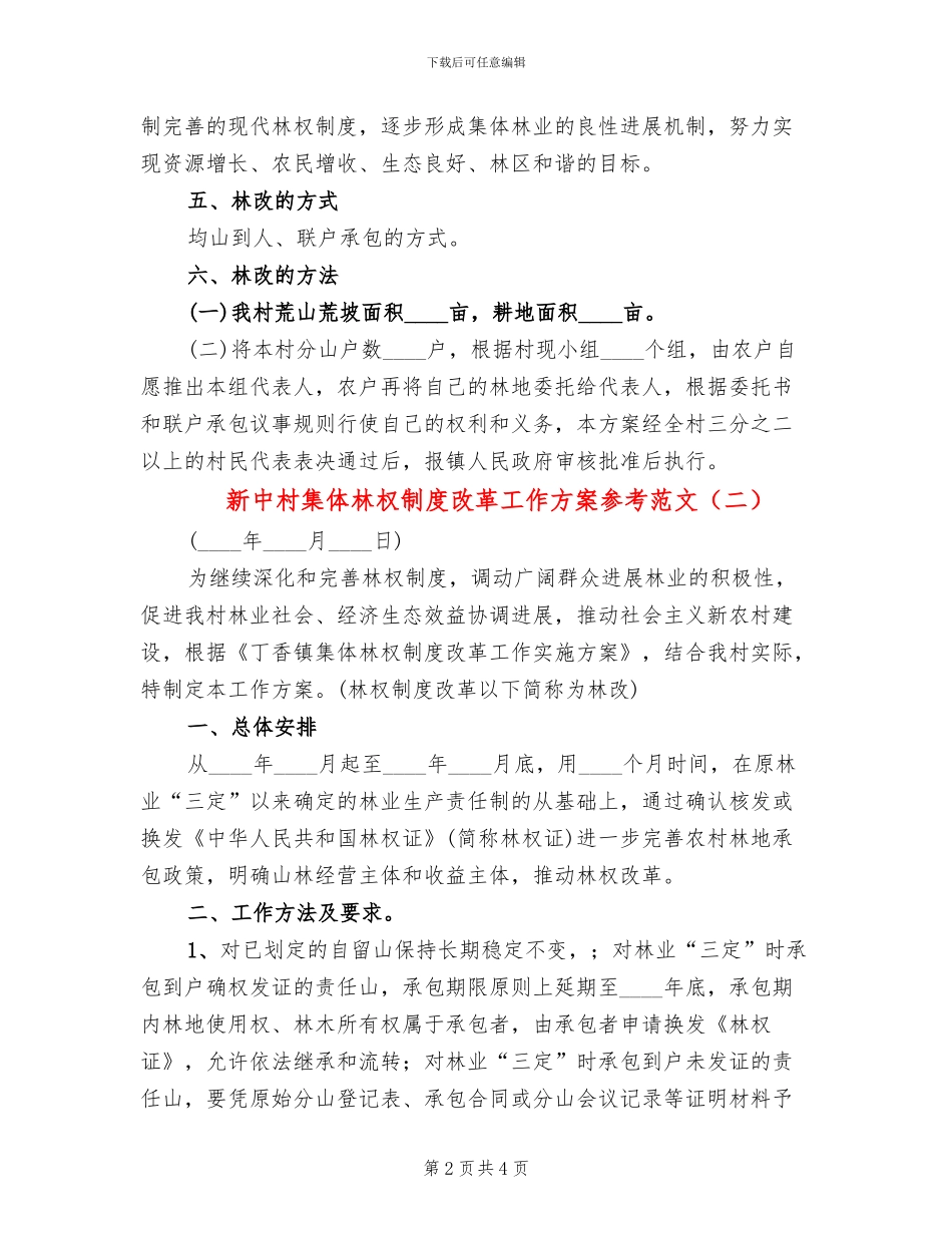 新中村集体林权制度改革工作方案参考范文(2篇)_第2页