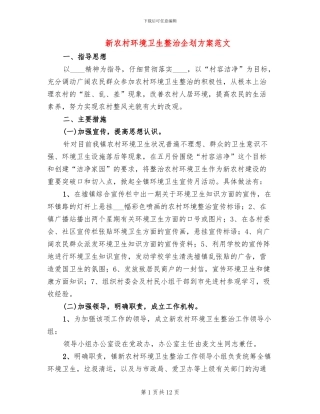 新农村环境卫生整治企划方案范文