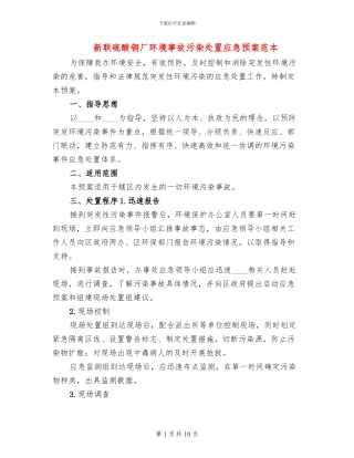 新联硫酸铜厂环境事故污染处置应急预案范本(2篇)