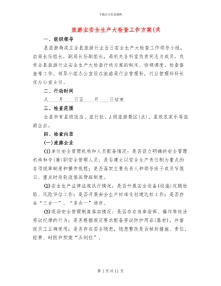 旅游业安全生产大检查工作方案(共