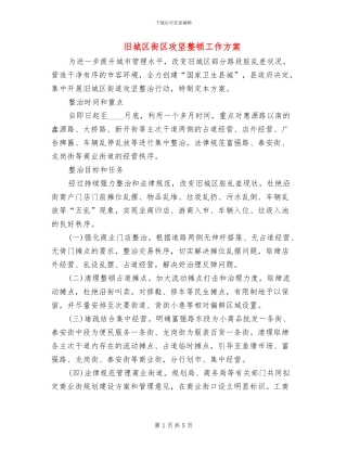 旧城区街区攻坚整顿工作方案