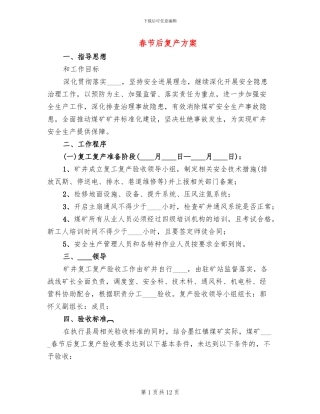 春节后复产方案
