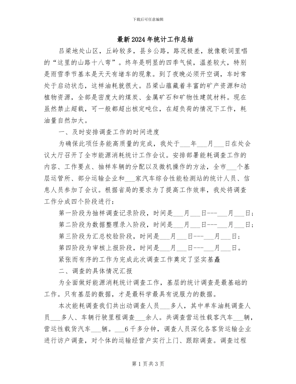 最新2024年统计工作总结_第1页